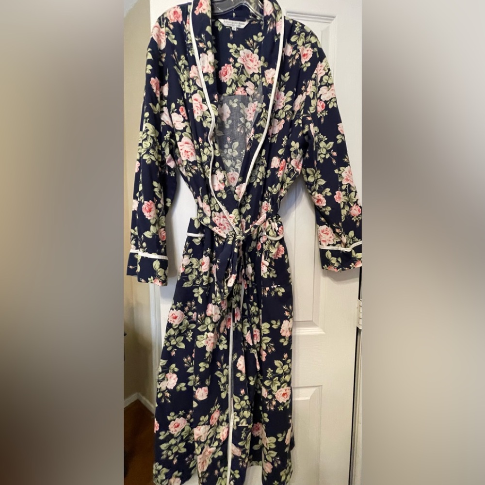 Alexander Del Rosa-Navy Floral Women's Robe- 2X